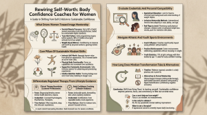Guide on rewiring self-worth with a body confidence coach for women, detailing mindset shifts and credentials.