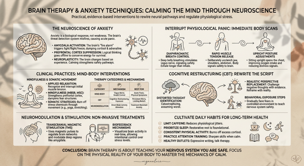 Brain therapy and anxiety techniques to calm the mind