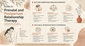 An infographic about Guide to Prenatal and Postpartum Relationship Therapy
