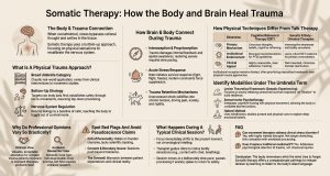 An infographic about Somatic Therapy: How the Body and Brain Heal Trauma